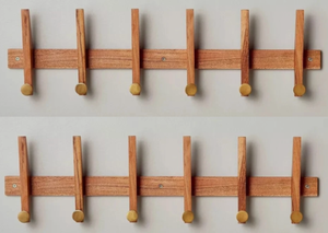 lot 374 image: SET OF 2 Hearth & Hand Magnolia Wood Brass Wall Hook Rack Hanging Rail 6