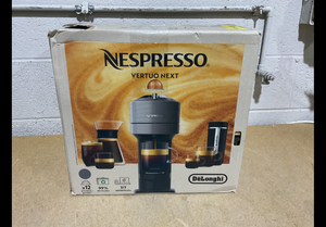lot 75 image: Nespresso Vertuo Next Single Serve Cup Dark Gray Espresso and Coffee Maker with Aeroccino Milk Frother ENV120GY USED