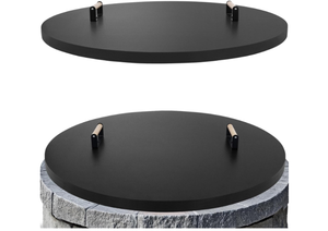 lot 250 image: 38 Rust Resistant Powder Coated Steel Firepit Cover or Table with 2 Wooden Handles for Patio Fire Pit, Weatherproof for All Seasons, Fits Fire Pits Up to 36 (Slightly Used)