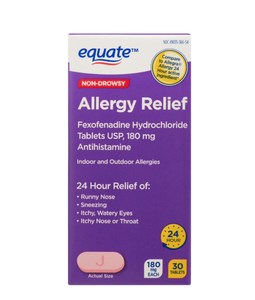 lot 291 image: LOT OF 10 Equate Fexofenadine Hydrochloride USP Non-Drowsy Allergy Relief Tablets, 180 mg, 30 Count, Compare to Allegra Allergy 24 Hour Active Ingredient