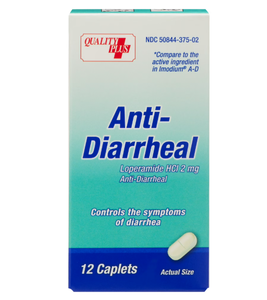 lot 292 image: LOT OF 10 Quality Plus Caplets for Diarrhea Relief, Loperamide HCl 2mg, 12 Count