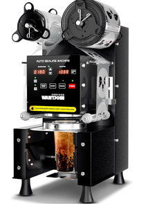 lot 48 image: WantJoin Cup Sealing Machine Full Automatic Cup Sealer Machine 9095mm Electric Cup Sealing Machine 500-600 CupsH Digital Control LCD Panel Cup Sealer for Bubble Milk Tea Coffee Black