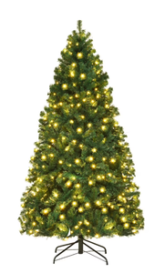 lot 187 image: Costway 7Ft Pre-Lit PVC Hinged Christmas Tree 300 LED Lights Green