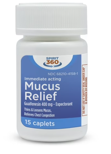 lot 397 image: SET OF 30 Spirit 360 Fast Acting Mucus and Phlegm Relief, Guaifenesin 400mg, 15 Count