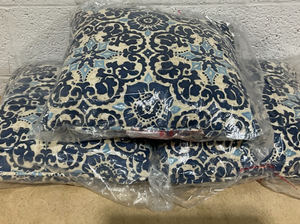 lot 197 image: 3 Decorative Pillows Hanover Medallion Navy Blue Indoor Throw Pillows