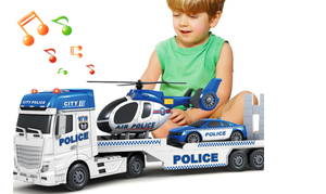 lot 497 image: ArtCreativity Police Car Toy, Pickup Truck Toy with LED Headlights and Sirens, Friction Powered, 120 Scale Police Car Toys