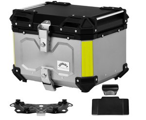 lot 49 image: Motorcycle Top Case, 45L Motorcycle Tail Box Bag, Aluminum Top Trunk with Anti-Theft Lock System, Easy Installation with Universal Bracket, Waterproof, Rustproof and Dustproof, Silver