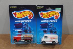 lot 12 image: 2 Vintage Hot Wheels Workhorses - Peterbilt Tank Truck & Delivery Truck
