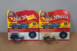 lot 44 image: 2 Hot Wheels 25th Anniversary with Matching Button - Red Baron, Paddy Wagon