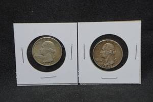 lot 108 image: 2 Silver Washington Quarters - 1935 & 1942
