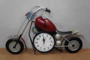 lot 198 image: Vintage Metal Motorcycle Clock