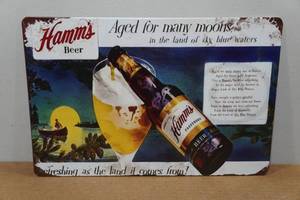 lot 209 image: Vintage Style Hamms Beer Metal Sign