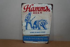 lot 213 image: Vintage Style Hamms Beer Metal Sign