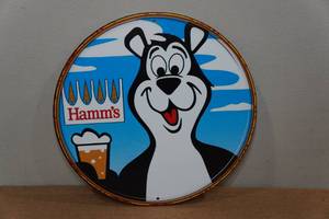 lot 215 image: Vintage Style Hamms Beer Metal Sign