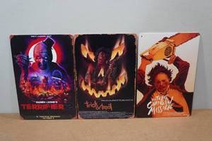 lot 235 image: 3 Halloween Metal Signs
