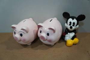 lot 238 image: 3 Ceramic Piggy Banks