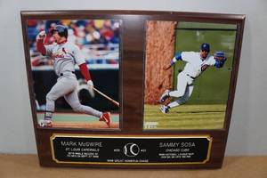 lot 266 image: 1999 Great Homerun Chase Plaque - Mark McGwire & Sammy Sosa