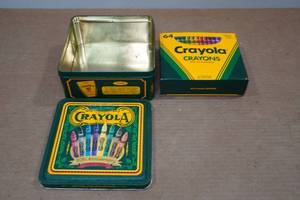 lot 334 image: Vintage Crayola Tin with Crayons