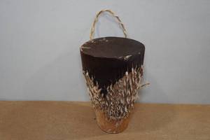 lot 359 image: Hand Carved Tribal Drum From Kenya