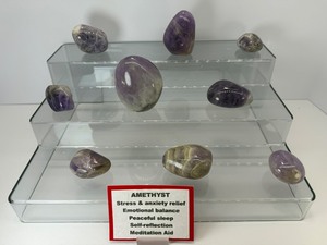 lot 131 image: Amethyst Misc. Polished Lot of 9 2 freeforms, 3 gallets & 4 palmstones 883 gm.2 lb.