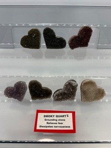 lot 233 image: Druzy Quartz Hearts Lot of 7(smoky, amethyst) 160 gm.5.6 oz.