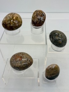 lot 150 image: Ibis Jasper Polished Lot of 5 Palmstones & Gallets 324 gm.11.4 oz.