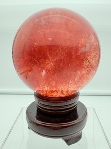lot 96 image: Cherry Quartz Sphere with stand 110mm 1.7 kilo3lb. 11 oz.