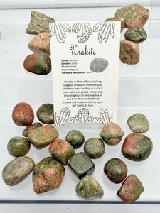 lot 144 image: Unakite Polished and Rough Tumbles Lot 241 gm.8.3 oz.