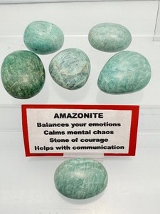 lot 190 image: Amazonite Lot of 6 small palmstones 255 gm.9.3 oz.