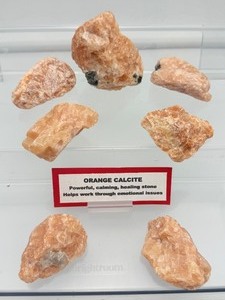 lot 176 image: Orange Calcite Rough Chunks Lot of 7 310 gm.11 oz.