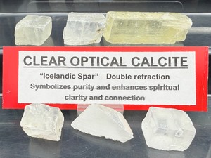 lot 230 image: Clear Optical Calcite Chunks Lot of 6 144 gm.5.1 oz.
