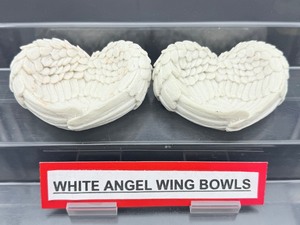 lot 97 image: 2 White Angel Wing Bowls for display Total weight 365 gm.12.9 oz.