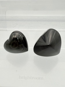 lot 228 image: Rainbow Obsidian Hearts Lot of 2 59 gm.2.1 oz., 72 gm.2.5 oz.  Total Lot Weight 132 gm.4.6 oz.