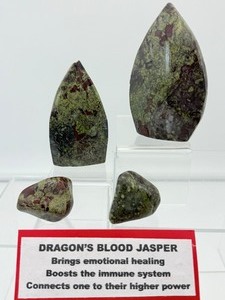 lot 289 image: Dragon Stone Polished Lot of 4 Two small flames and 2 tumbles 361gm12.7oz.
