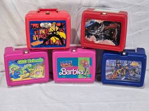 lot 10 image: Vintage Lunchbox Collection Featuring Dick Tracy, Barbie, GLO Friends and Police Academy