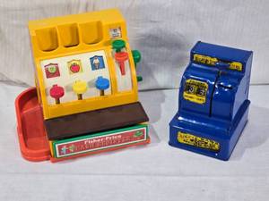 lot 11 image: Fisher-Price Cash Register and Uncle Sams Coin Register Bank