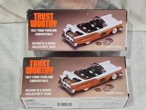 lot 12 image: Lot of 2 - 1957 Ford Fairlane Convertible Coin Bank Limited Edition
