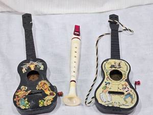 lot 18 image: Mattel Toy Instruments including Music Maker Guitars and Recorder