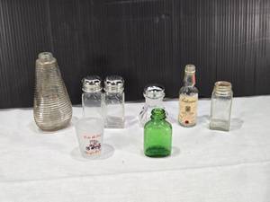 lot 20 image: Lot of Vintage Glass Items including Ballantines Whisky Bottle, Farleys Candy Jar, Ribbed Bottl, 1930s Squibb Green and Sturgis Rally Shot Glass