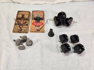 lot 39 image: Vintage Victor and McGill Rat Traps, Furniture Casters, and Bolts