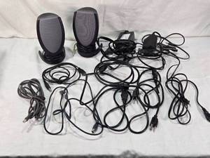 lot 43 image: Lot of HP Power Adapters, Speakers, and Cables