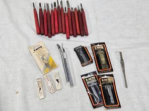 lot 58 image: X-Acto and Other Wood Carving Tools Set including Carving Knives, Blades, and Accessories