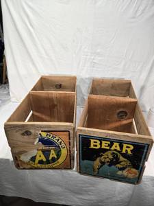 lot 65 image: Vintage Wooden Fruit Crates with Labels - Sunkist Oranges, Bear