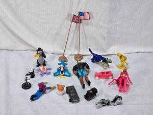 lot 72 image: Mixed Toys and Figurines Lot including McDonalds Airplane, Action Figures, Archie Jalopy