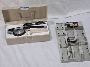 lot 77 image: Vintage 1966 DYMO Executive 3 Label Maker and Battery Rack 40 Organizer