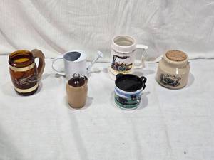 lot 96 image: Ceramic Mug with Train, Small Jug, and Bill of Fare Jar