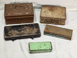 lot 127 image: Lot of Vintage Metal Storage Boxes