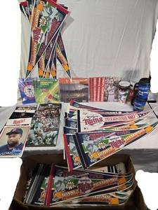lot 136 image: Massive Minnesota Twins Memorabilia Collection including Over 70 Pennants, Programs from the 1970s, and Collectible Cups