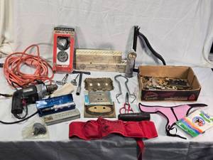 lot 171 image: SKIL Professional Drill, a RAC Vacuum & Fuel Pump Tester, OTC Glaze Breakers, and a variety of other accessories such as an AW Faber pencil tin, a Warming Belt and More