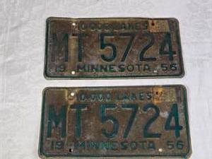 lot 179 image: Minnesota 1956 License Plates MT 5724 Pair